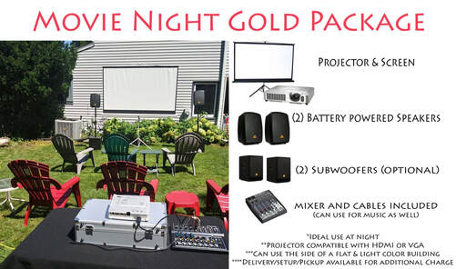 Movie night, projector rental, backyard movie
